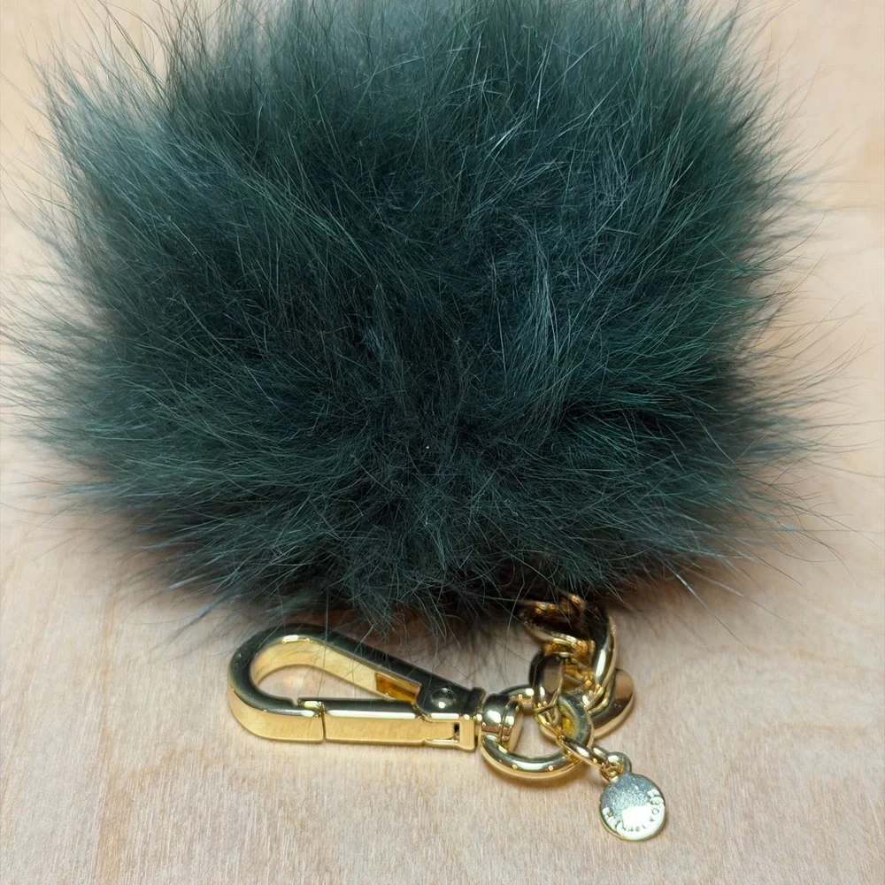 Michael Kors Green Fur‎ Pom Pom Keychain
